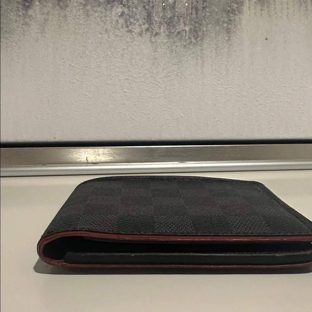 Louis Vuitton Black Damier Graphite Canvas wallet with Red Trim